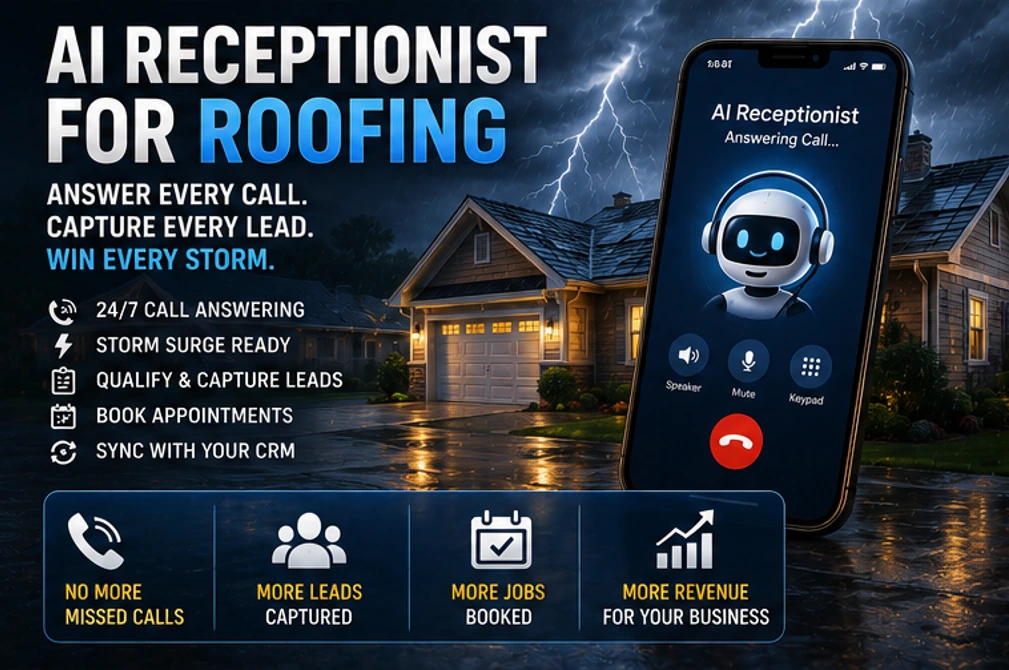 AI Receptionist for Roofing: The Storm-Surge Infrastructure That Captures the Calls Competitors Miss