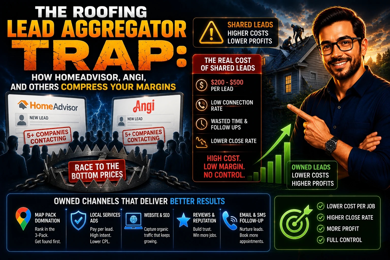 The Roofing Lead Aggregator Trap: How HomeAdvisor, Angi, and Others Compress Your Margins