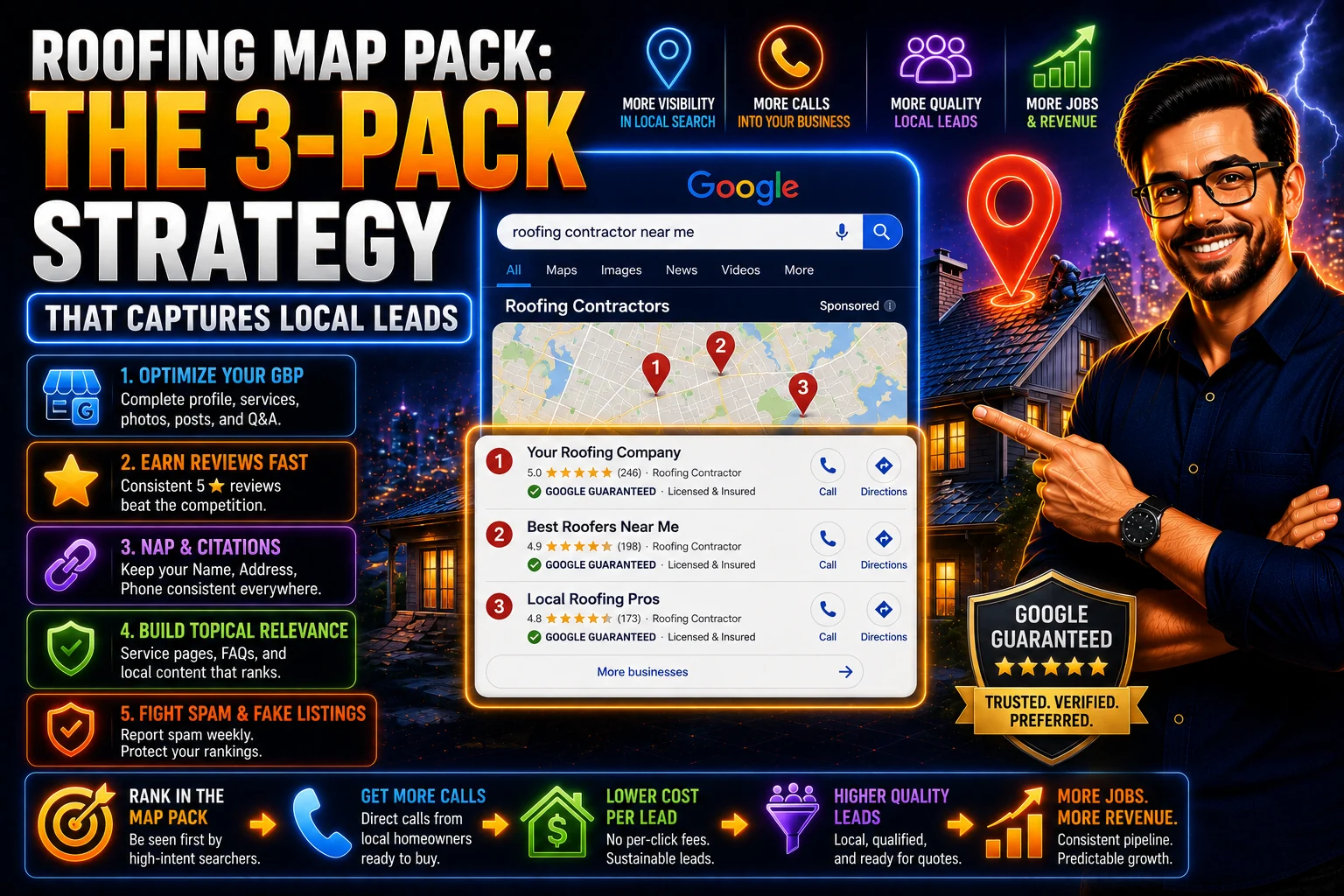Roofing Map Pack Domination: The 3-Pack Strategy That Captures Local Lead Flow