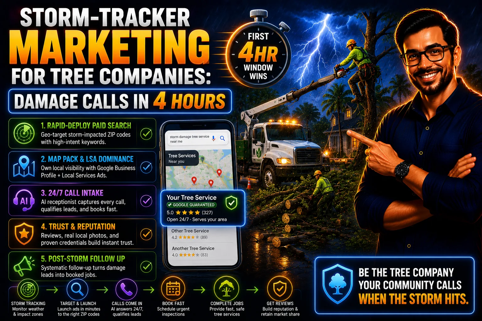 Storm-Tracker Marketing for Tree Companies: Damage Calls in 4 Hours
