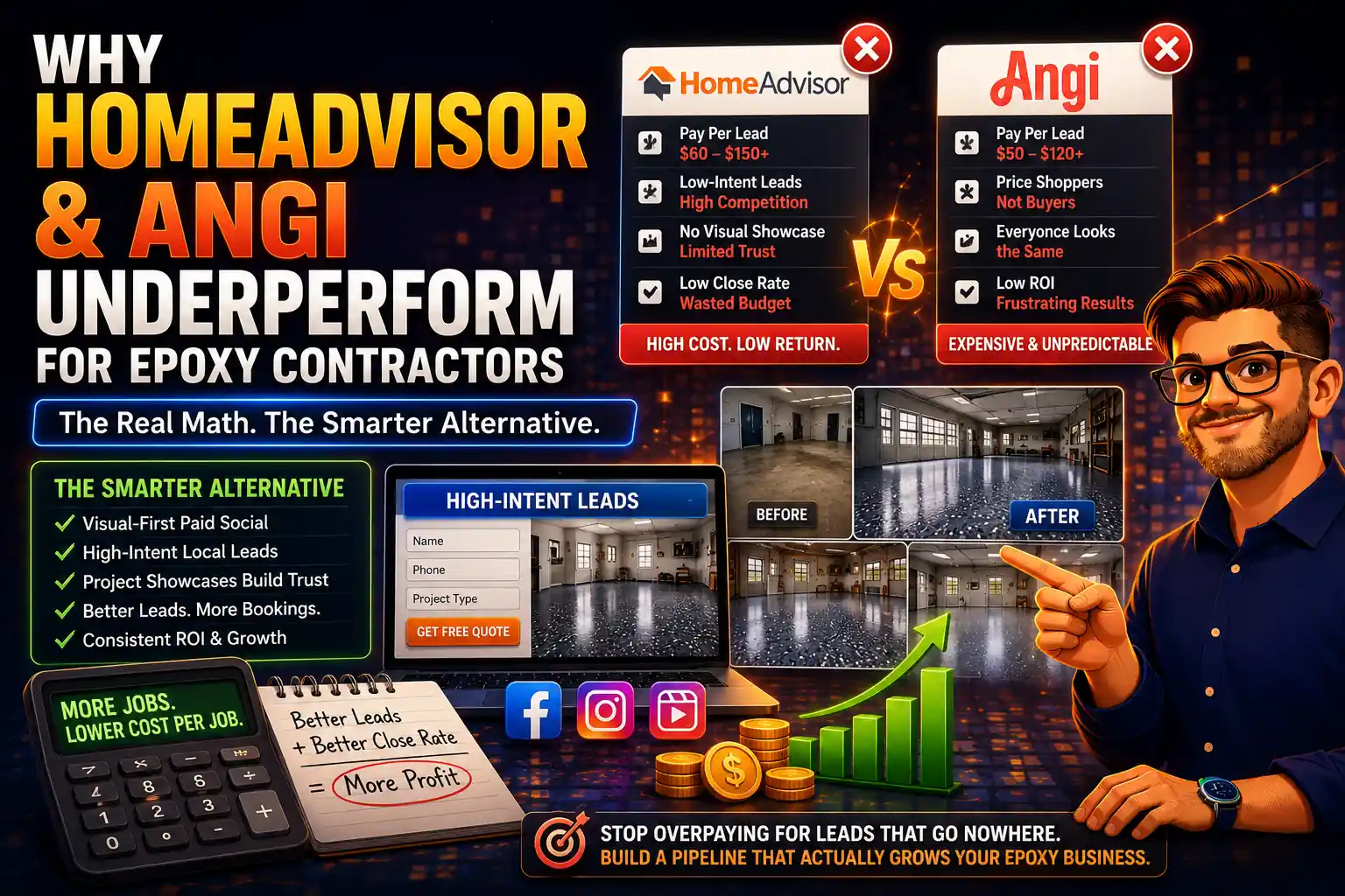 Why HomeAdvisor and Angi Specifically Underperform for Epoxy Contractors