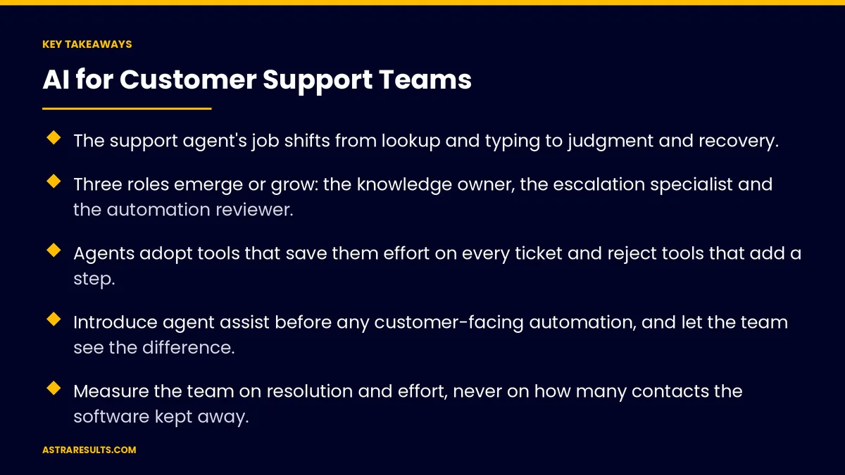 Puntos clave de "IA para Equipos de Atención al Cliente" — Astra Results Marketing
