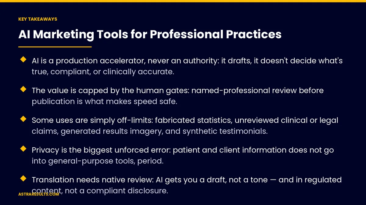 Key takeaways from "AI Marketing Tools for Professional Practices" &mdash; Astra Results Marketing