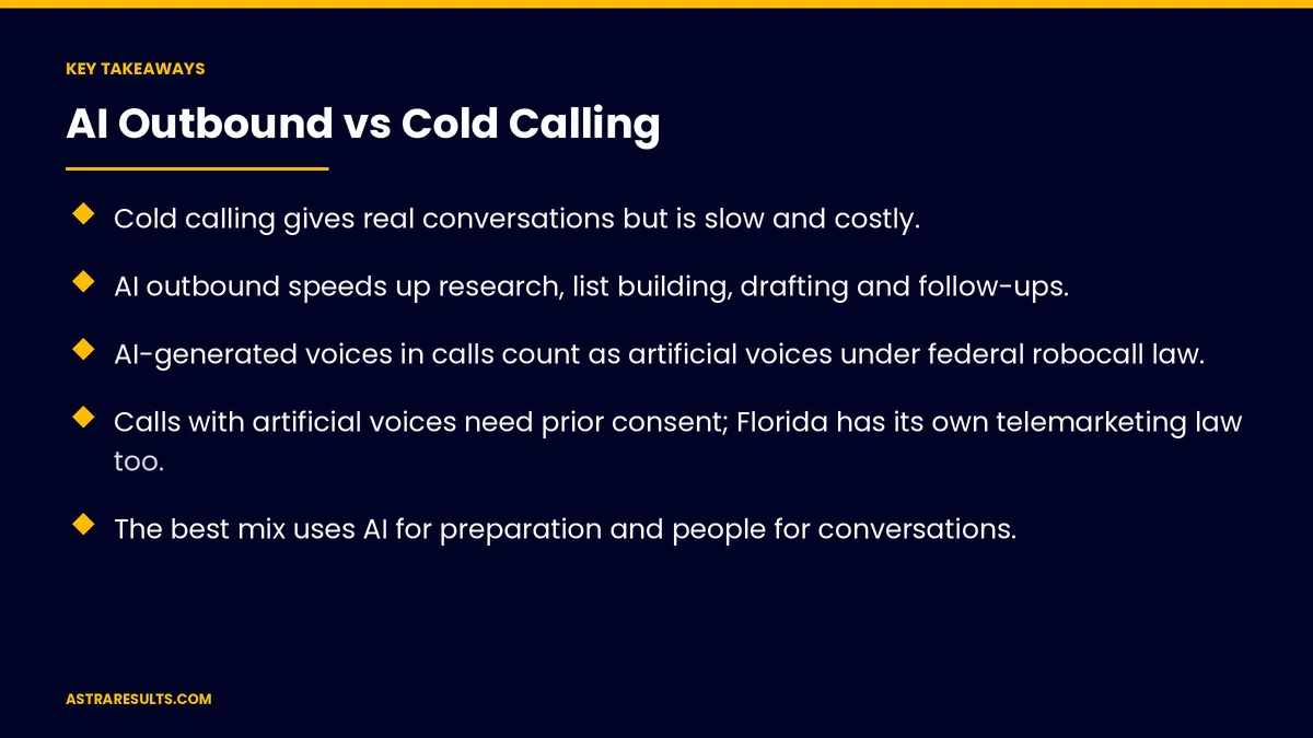 Key takeaways from "AI Outbound vs Cold Calling" &mdash; Astra Results Marketing