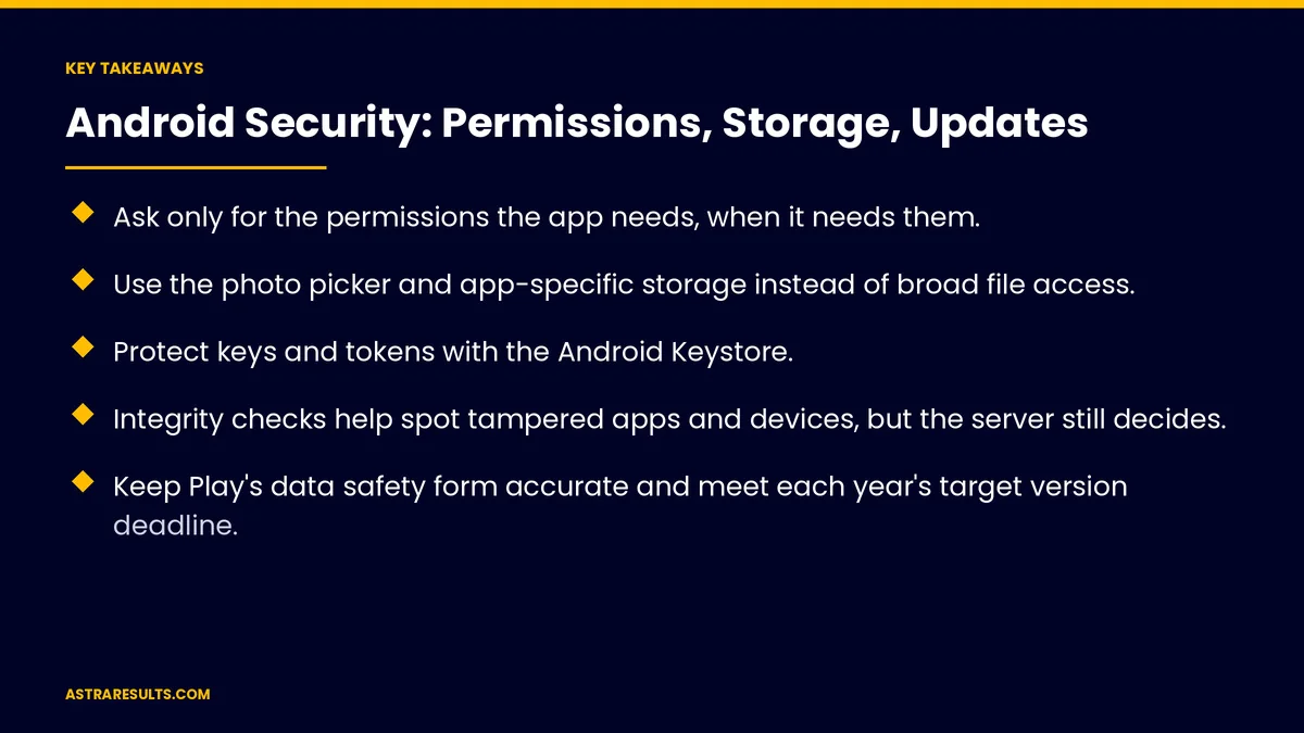 Key takeaways from "Android Security: Permissions, Storage, Updates" &mdash; Astra Results Marketing