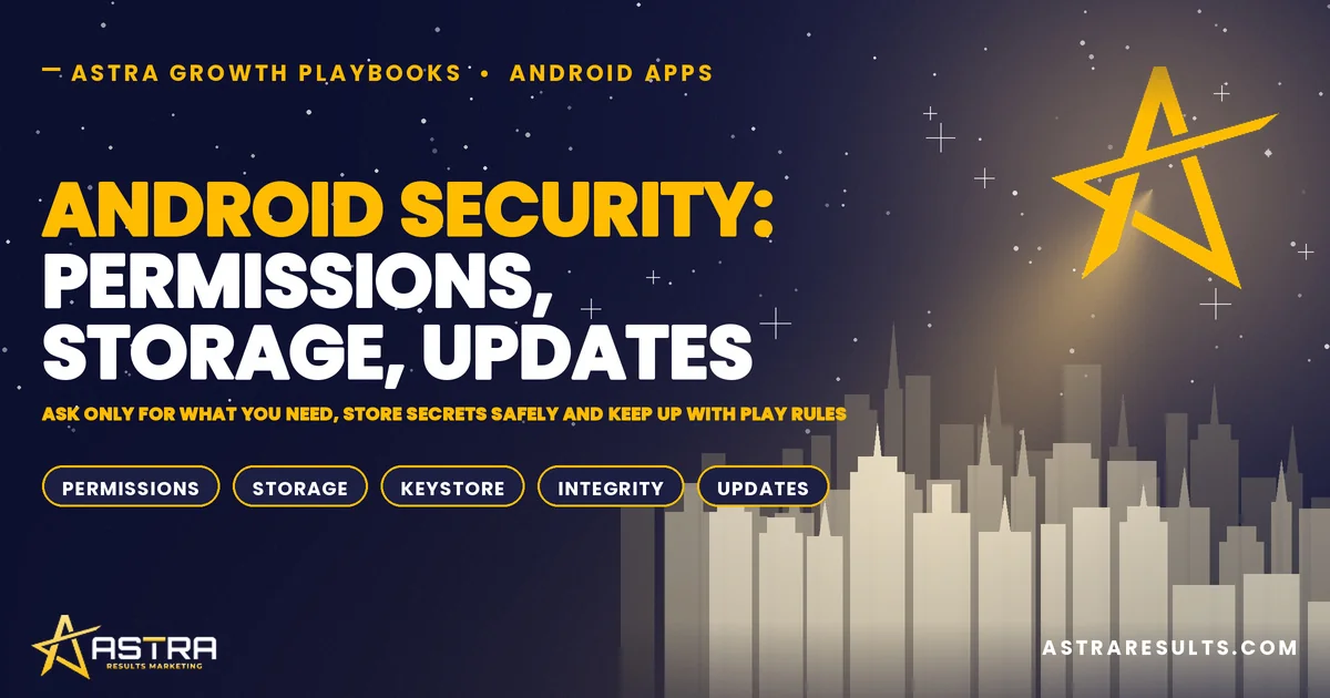 Android Security: Permissions, Storage, Updates