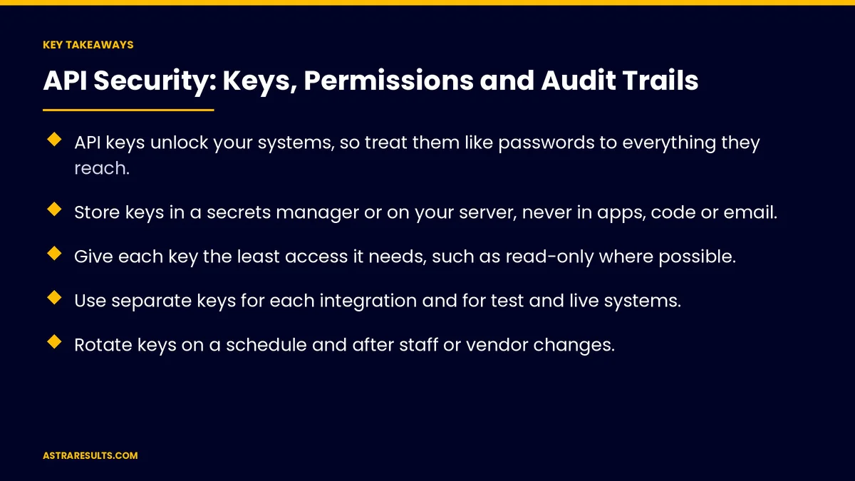 Key takeaways from "API Security: Keys, Permissions and Audit Trails" &mdash; Astra Results Marketing