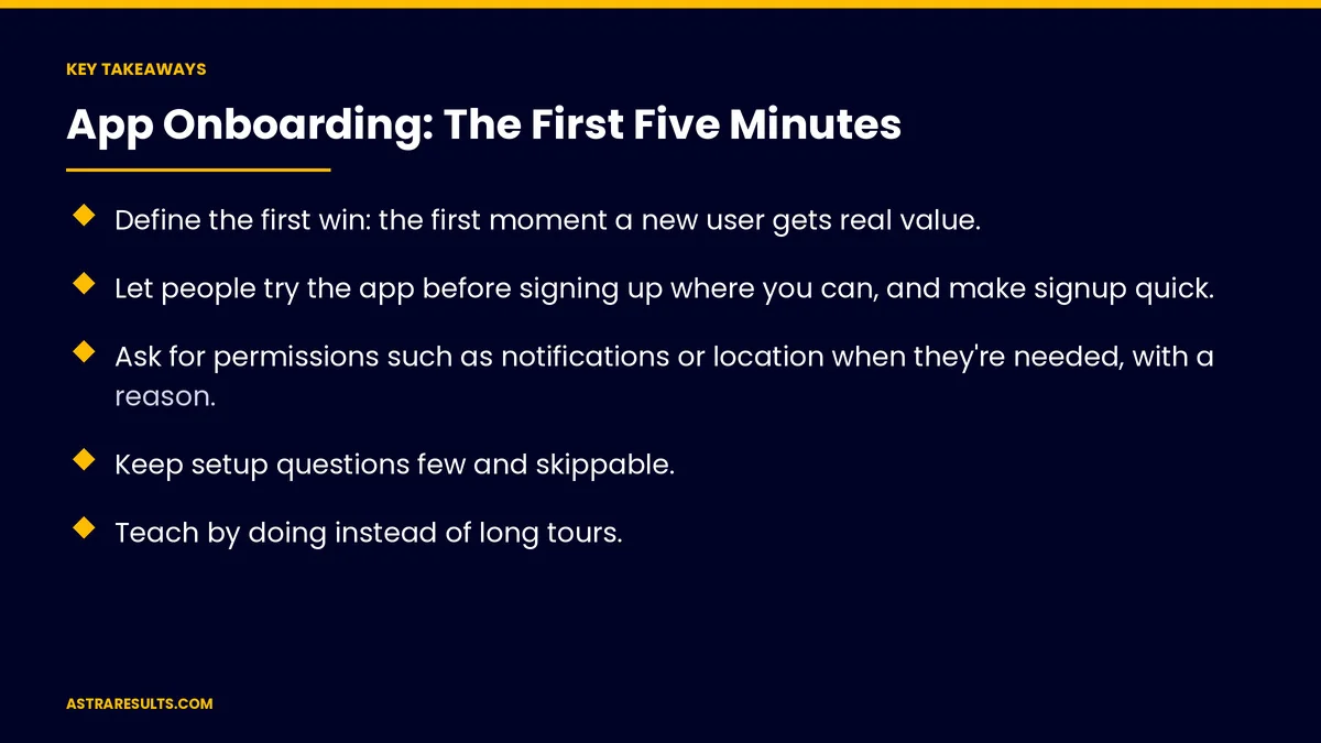 Key takeaways from "App Onboarding: The First Five Minutes" &mdash; Astra Results Marketing