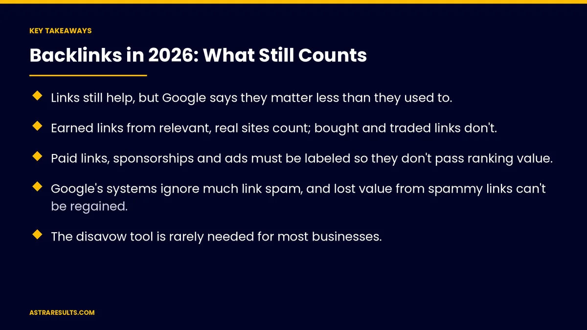 Key takeaways from "Backlinks in 2026: What Still Counts" &mdash; Astra Results Marketing