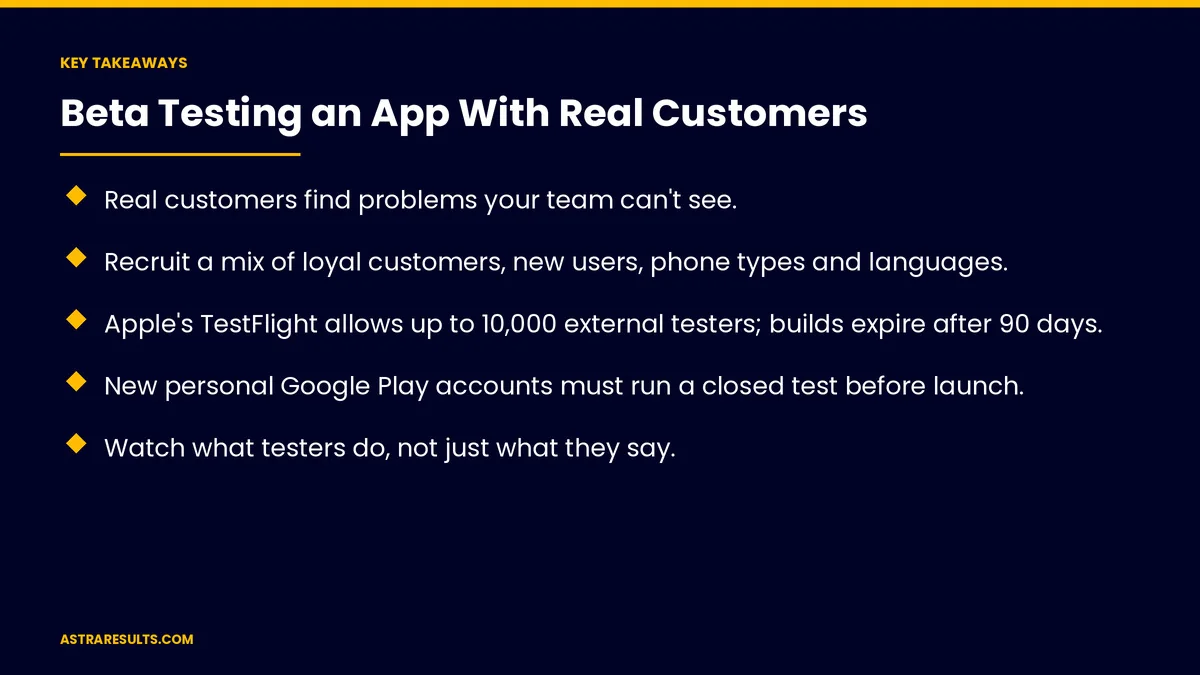 Key takeaways from "Beta Testing an App With Real Customers" &mdash; Astra Results Marketing