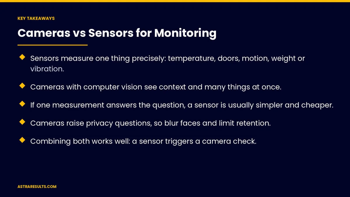 Key takeaways from "Cameras vs Sensors for Monitoring" &mdash; Astra Results Marketing