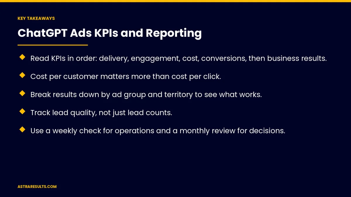 Key takeaways from "ChatGPT Ads KPIs and Reporting" &mdash; Astra Results Marketing