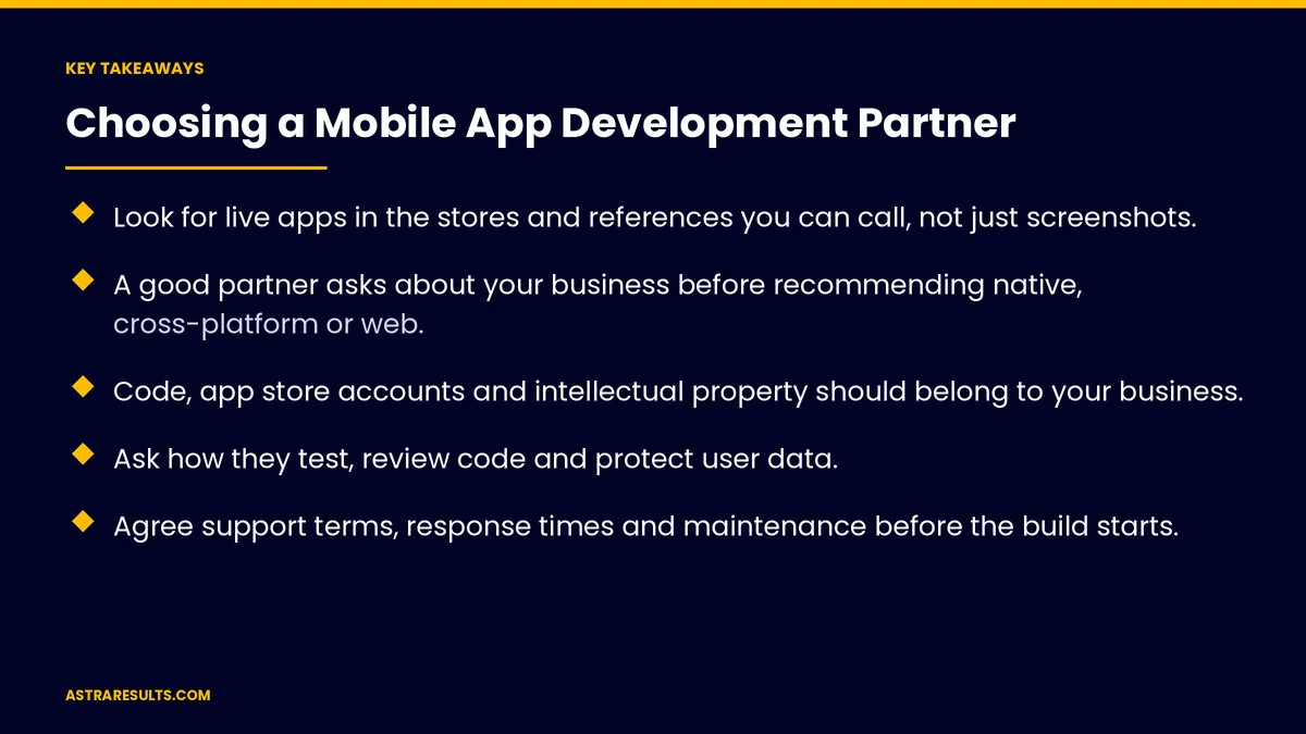 Key takeaways from "Choosing a Mobile App Development Partner" &mdash; Astra Results Marketing