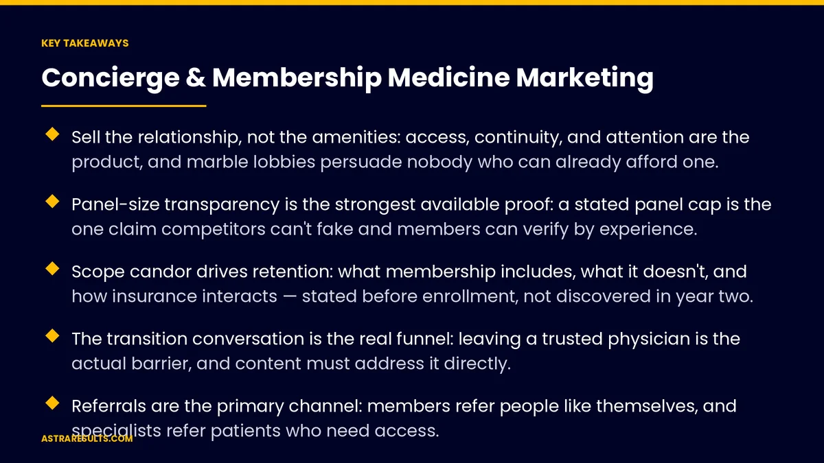 Key takeaways from "Concierge & Membership Medicine Marketing" &mdash; Astra Results Marketing