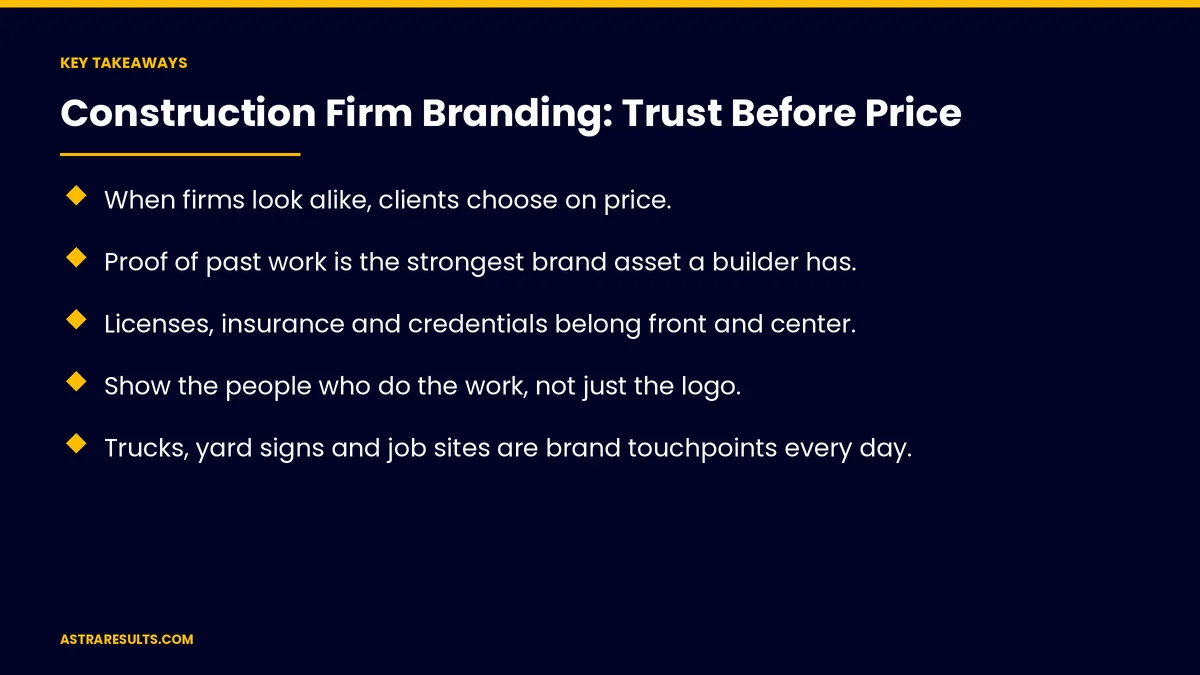 Key takeaways from "Construction Firm Branding: Trust Before Price" &mdash; Astra Results Marketing