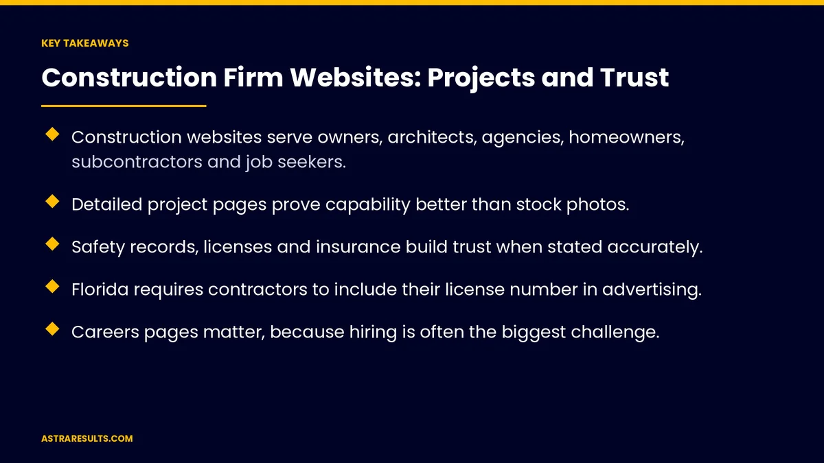 Key takeaways from "Construction Firm Websites: Projects and Trust" &mdash; Astra Results Marketing