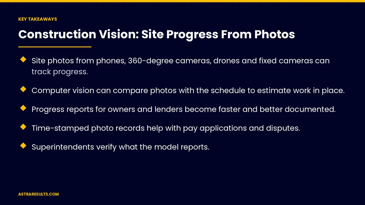 Key takeaways from "Construction Vision: Site Progress From Photos" &mdash; Astra Results Marketing