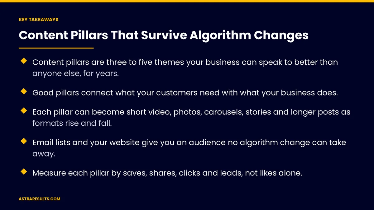 Key takeaways from "Content Pillars That Survive Algorithm Changes" &mdash; Astra Results Marketing