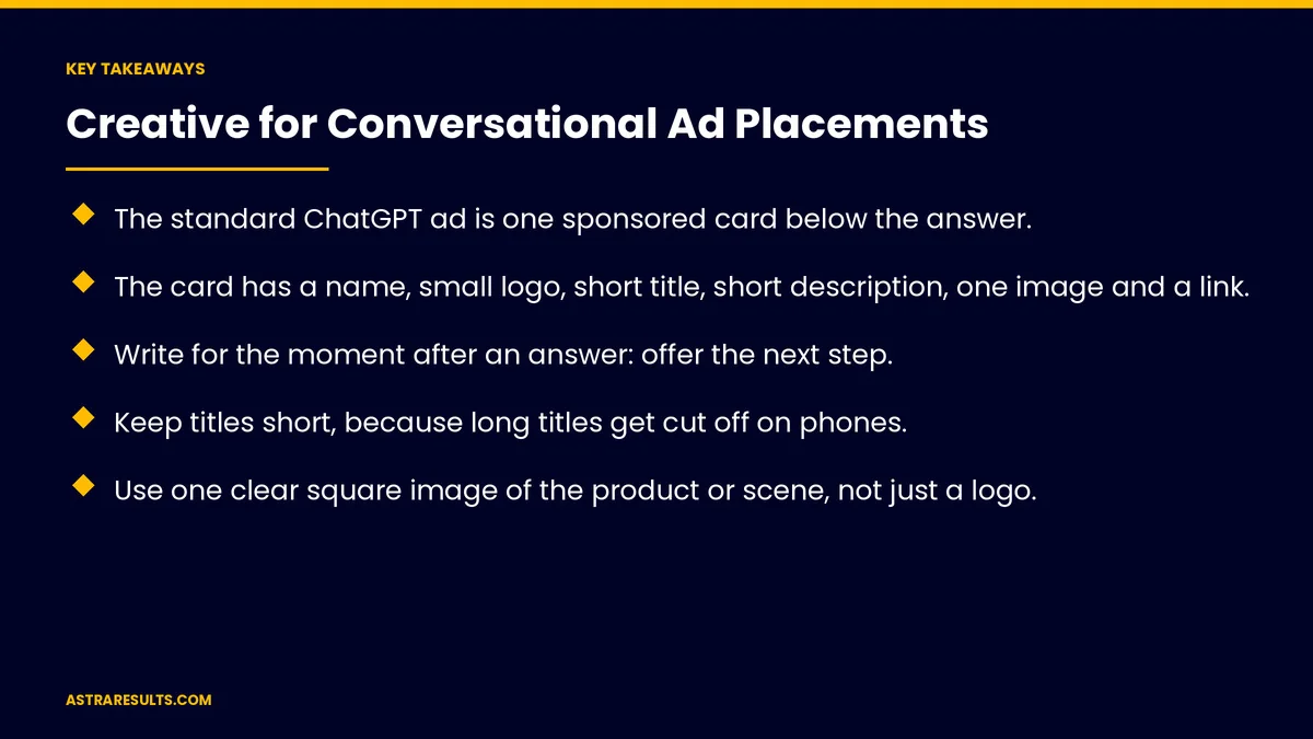 Key takeaways from "Creative for Conversational Ad Placements" &mdash; Astra Results Marketing