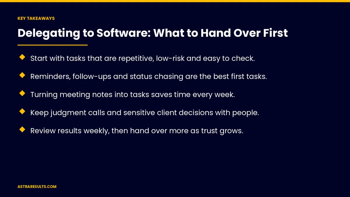 Key takeaways from "Delegating to Software: What to Hand Over First" &mdash; Astra Results Marketing