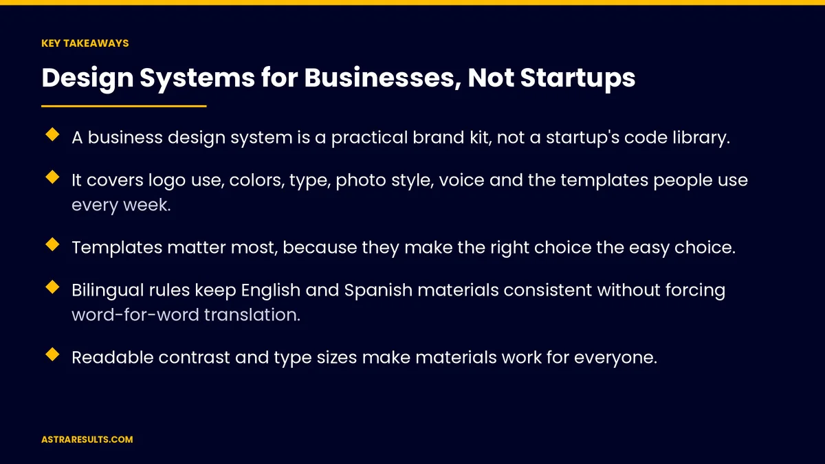 Key takeaways from "Design Systems for Businesses, Not Startups" &mdash; Astra Results Marketing