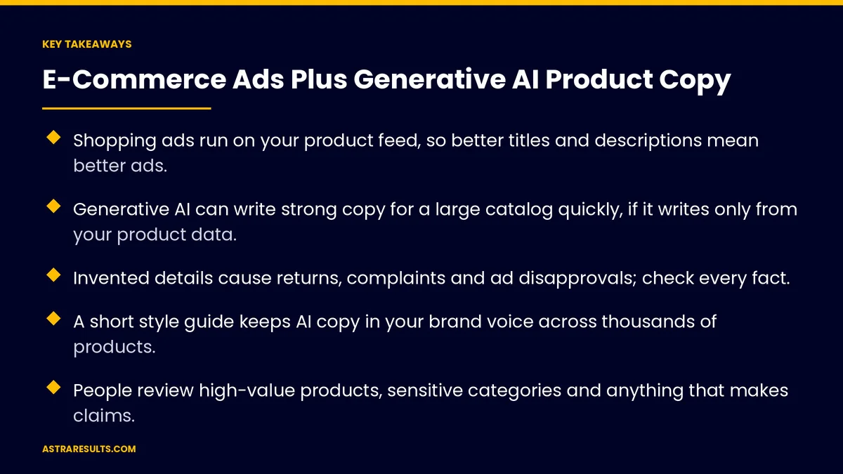 Key takeaways from "E-Commerce Ads Plus Generative AI Product Copy" &mdash; Astra Results Marketing