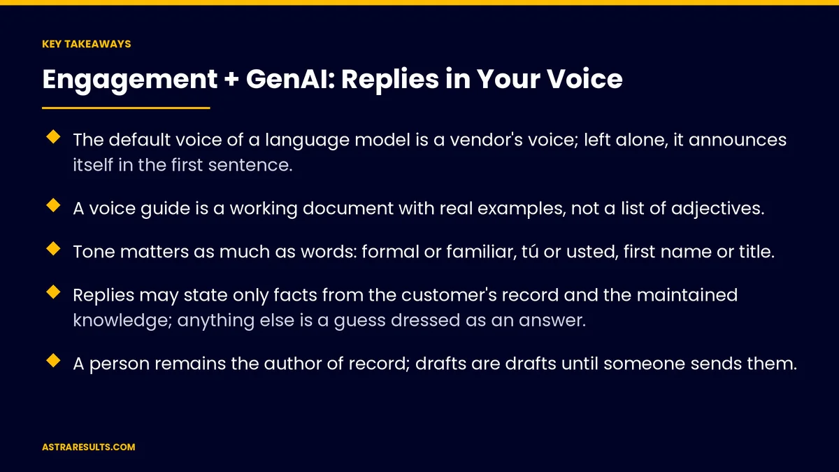 Key takeaways from "Engagement + GenAI: Replies in Your Voice" &mdash; Astra Results Marketing
