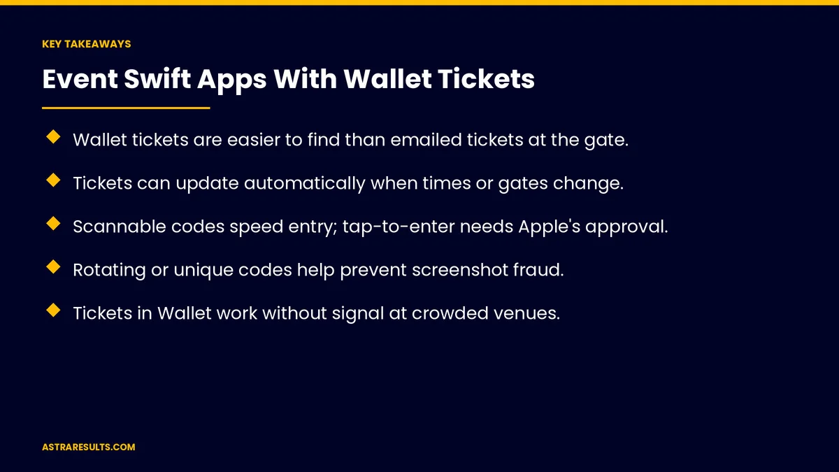 Key takeaways from "Event Swift Apps With Wallet Tickets" &mdash; Astra Results Marketing