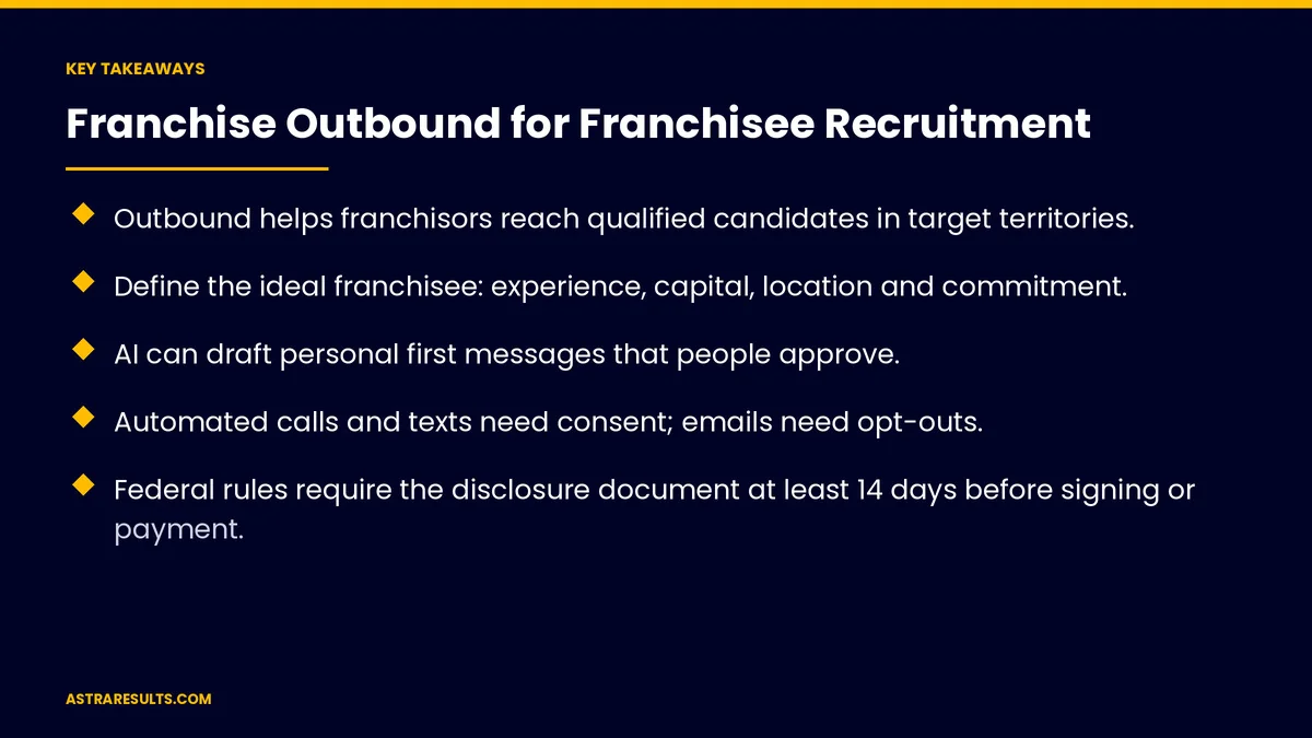 Key takeaways from "Franchise Outbound for Franchisee Recruitment" &mdash; Astra Results Marketing