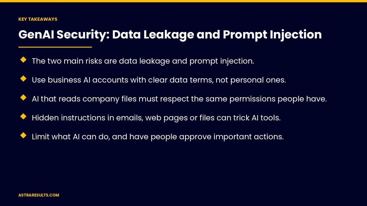 Key takeaways from "GenAI Security: Data Leakage and Prompt Injection" &mdash; Astra Results Marketing