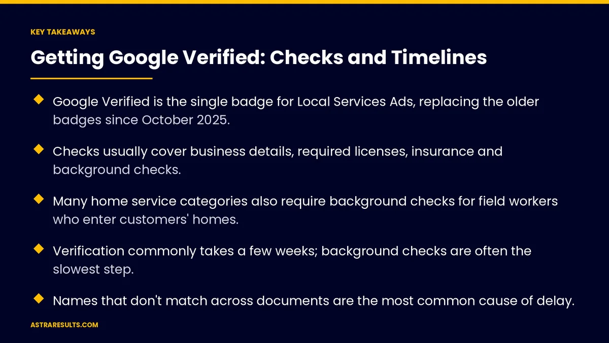 Key takeaways from "Getting Google Verified: Checks and Timelines" &mdash; Astra Results Marketing