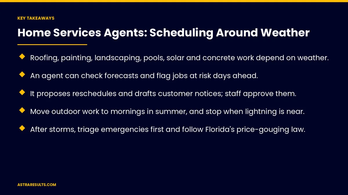 Key takeaways from "Home Services Agents: Scheduling Around Weather" &mdash; Astra Results Marketing