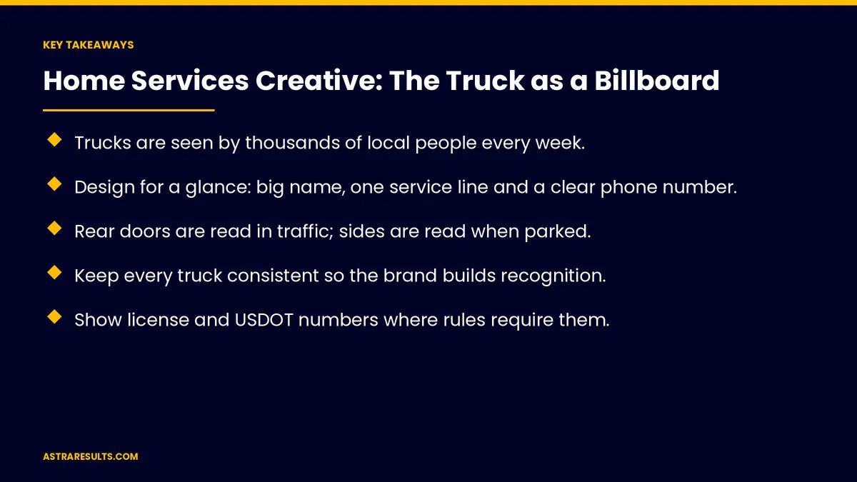 Key takeaways from "Home Services Creative: The Truck as a Billboard" &mdash; Astra Results Marketing