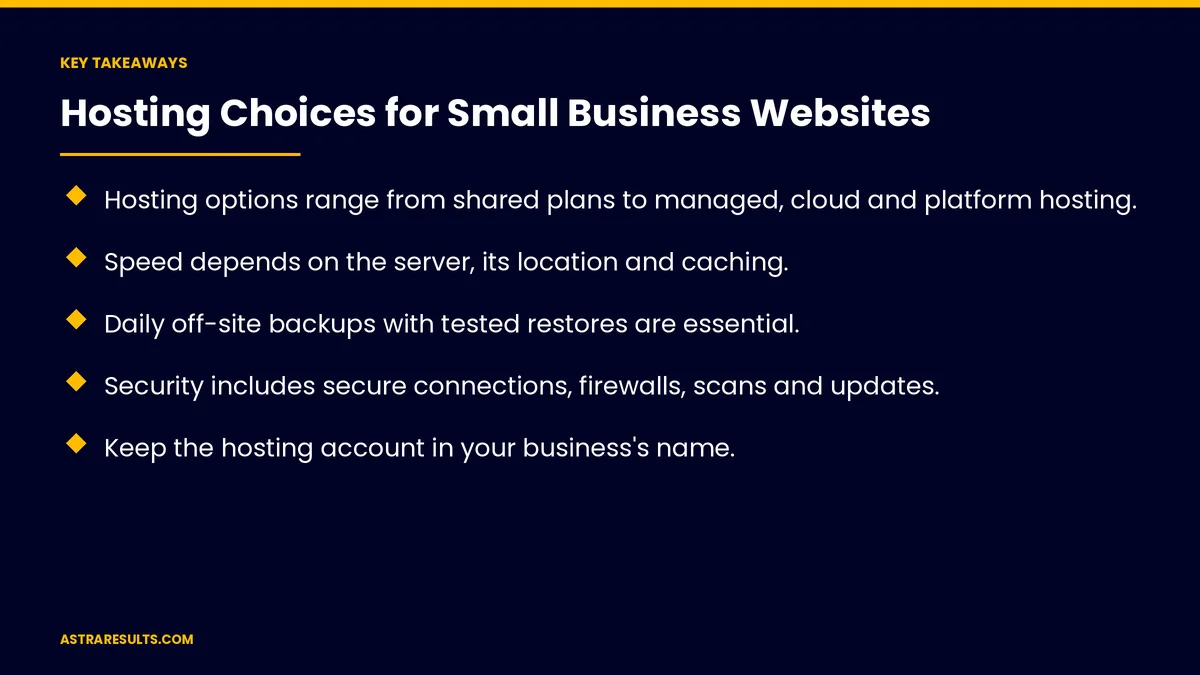 Key takeaways from "Hosting Choices for Small Business Websites" &mdash; Astra Results Marketing