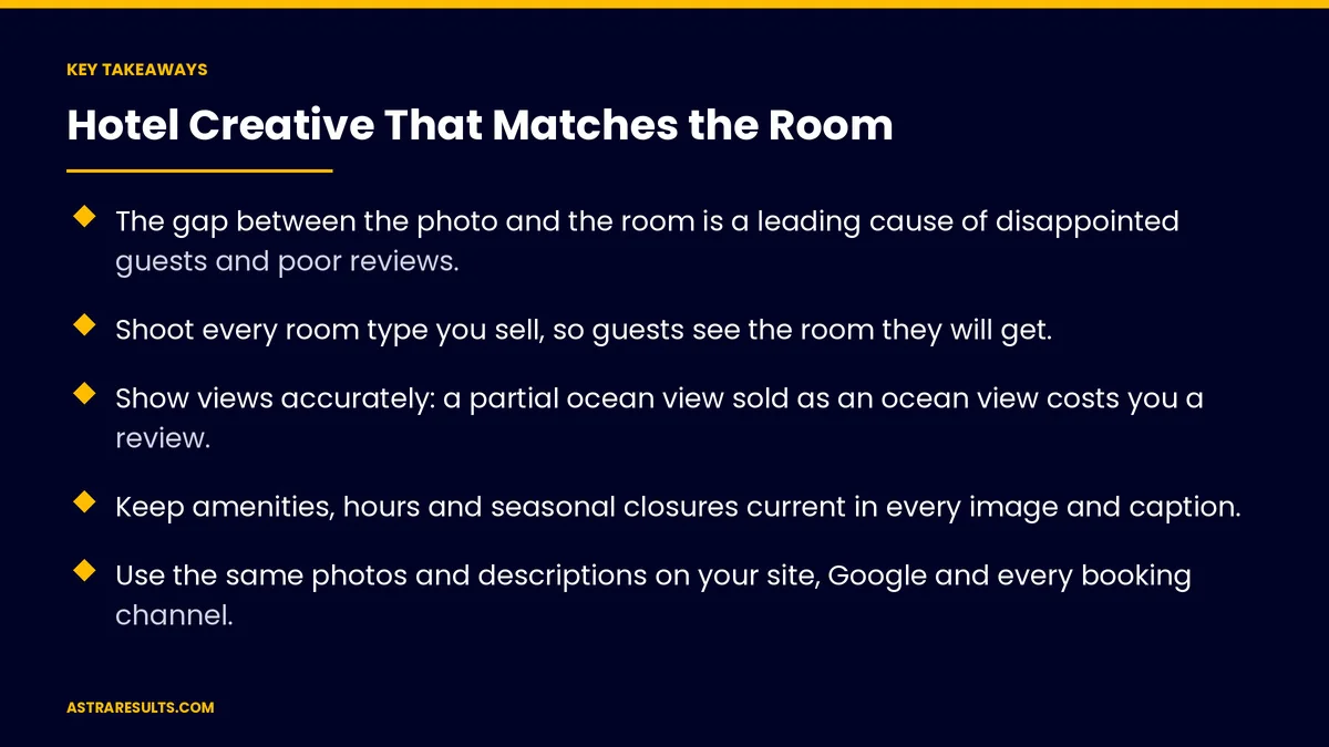 Key takeaways from "Hotel Creative That Matches the Room" &mdash; Astra Results Marketing