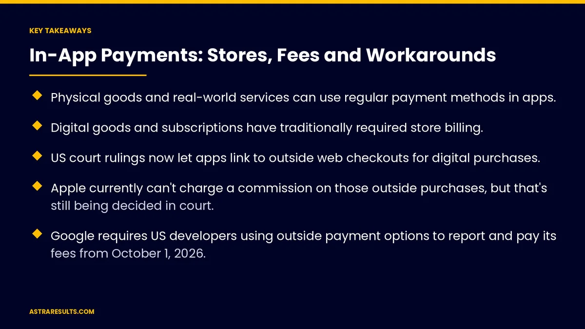 Key takeaways from "In-App Payments: Stores, Fees and Workarounds" &mdash; Astra Results Marketing