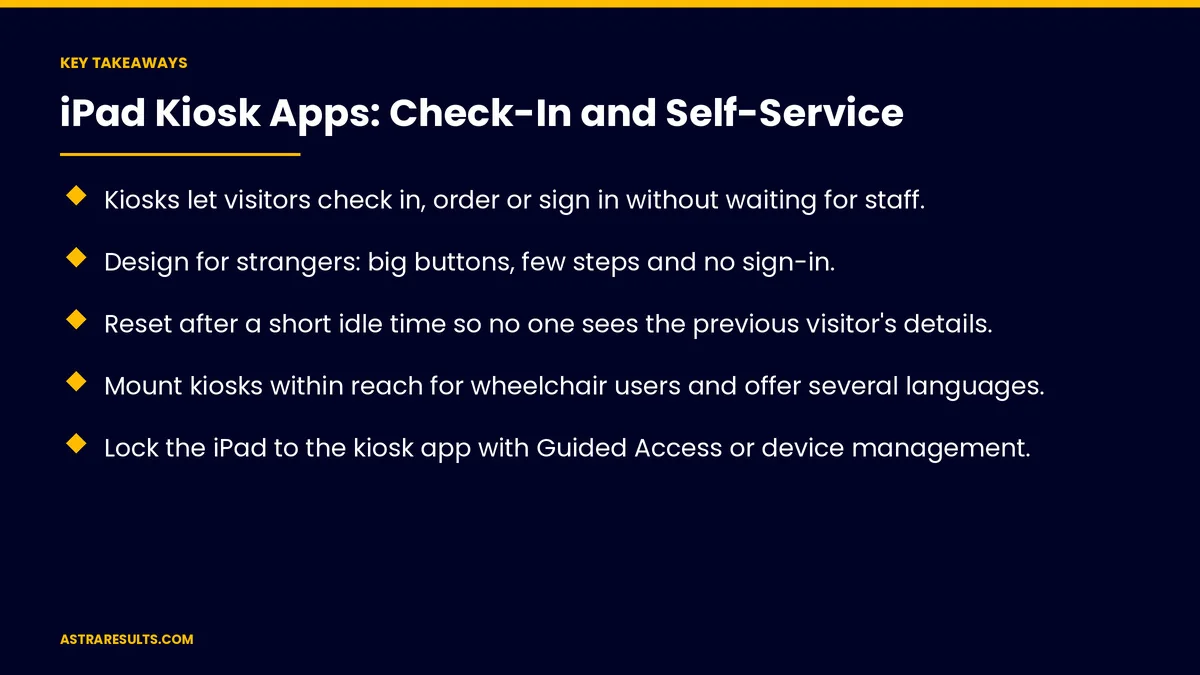 Key takeaways from "iPad Kiosk Apps: Check-In and Self-Service" &mdash; Astra Results Marketing