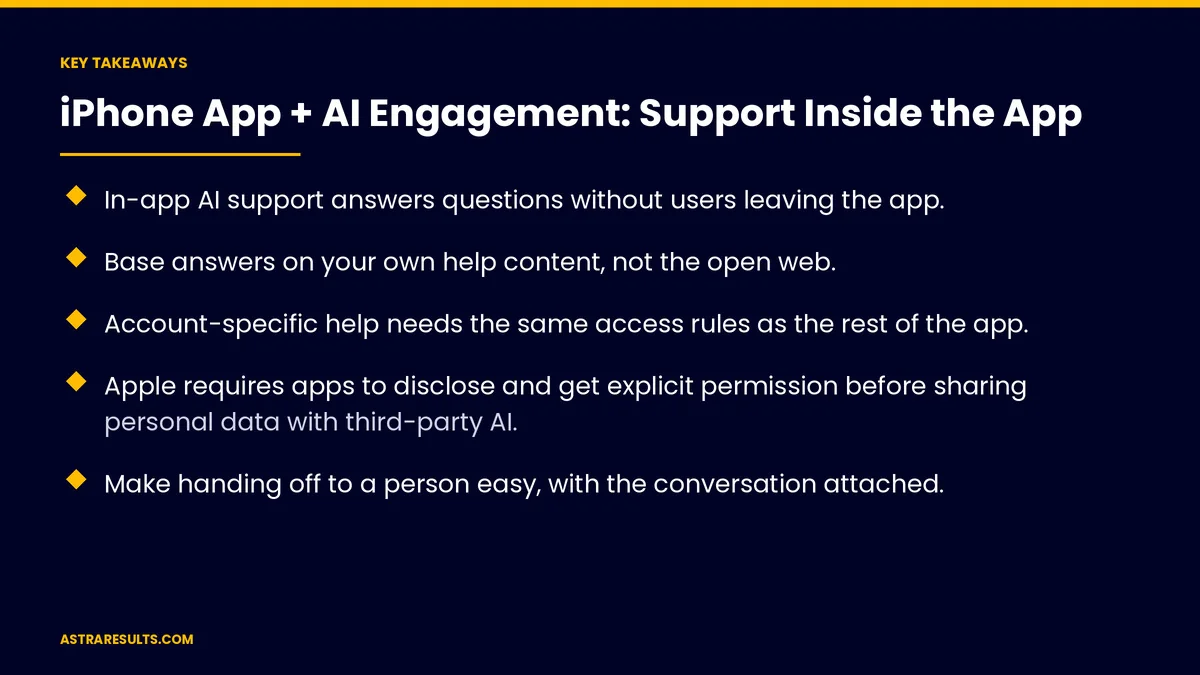 Key takeaways from "iPhone App + AI Engagement: Support Inside the App" &mdash; Astra Results Marketing
