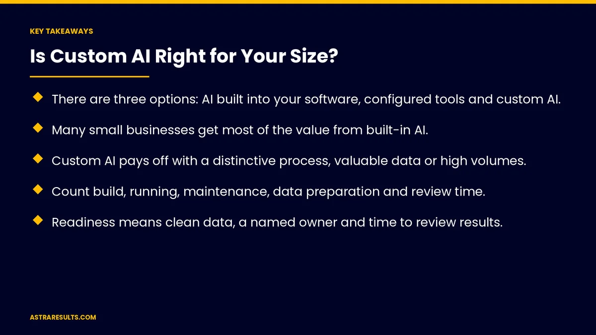 Key takeaways from "Is Custom AI Right for Your Size?" &mdash; Astra Results Marketing