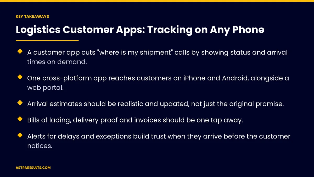 Key takeaways from "Logistics Customer Apps: Tracking on Any Phone" &mdash; Astra Results Marketing