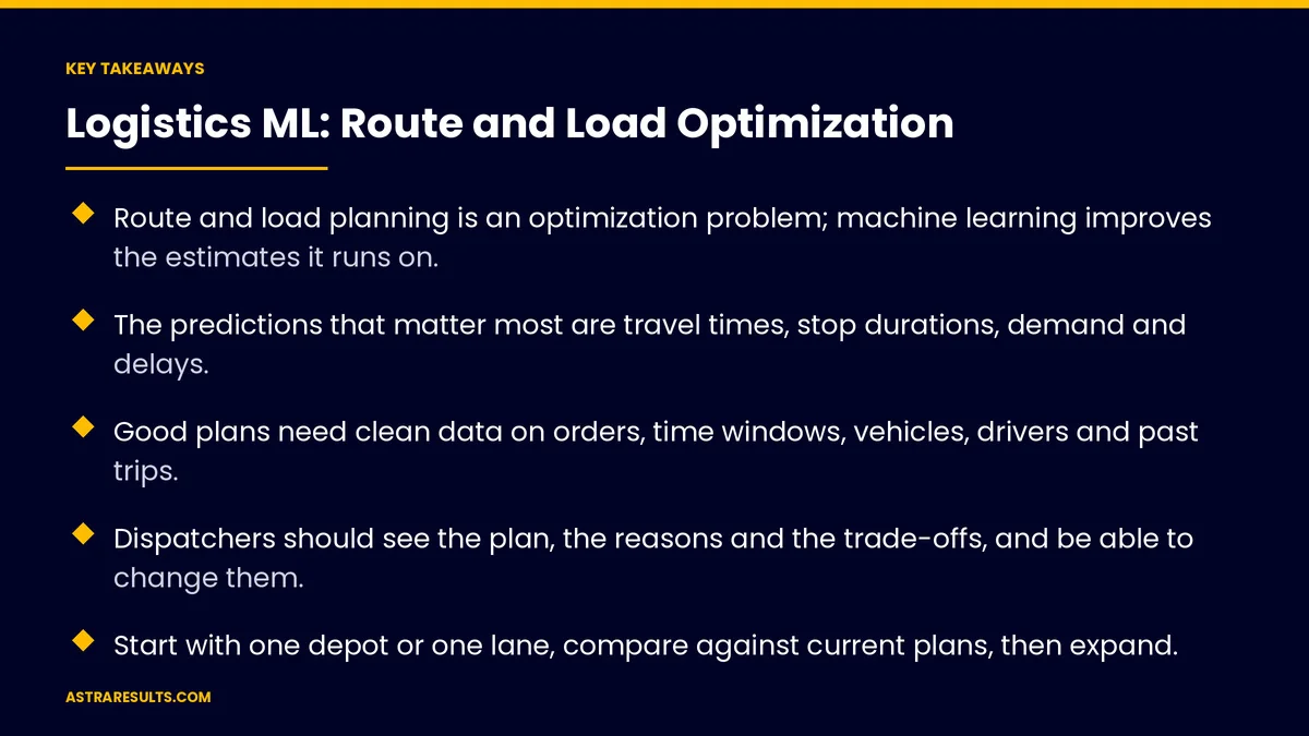 Key takeaways from "Logistics ML: Route and Load Optimization" &mdash; Astra Results Marketing