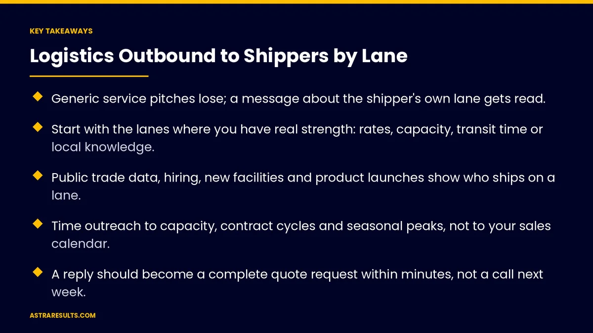 Key takeaways from "Logistics Outbound to Shippers by Lane" &mdash; Astra Results Marketing