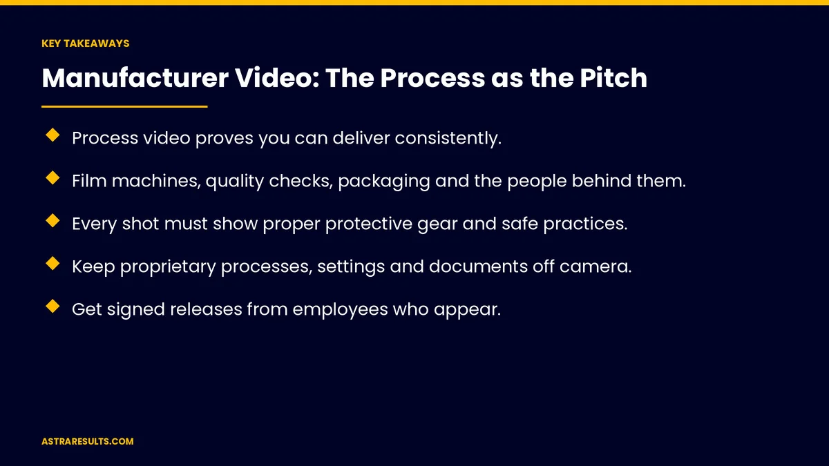 Key takeaways from "Manufacturer Video: The Process as the Pitch" &mdash; Astra Results Marketing