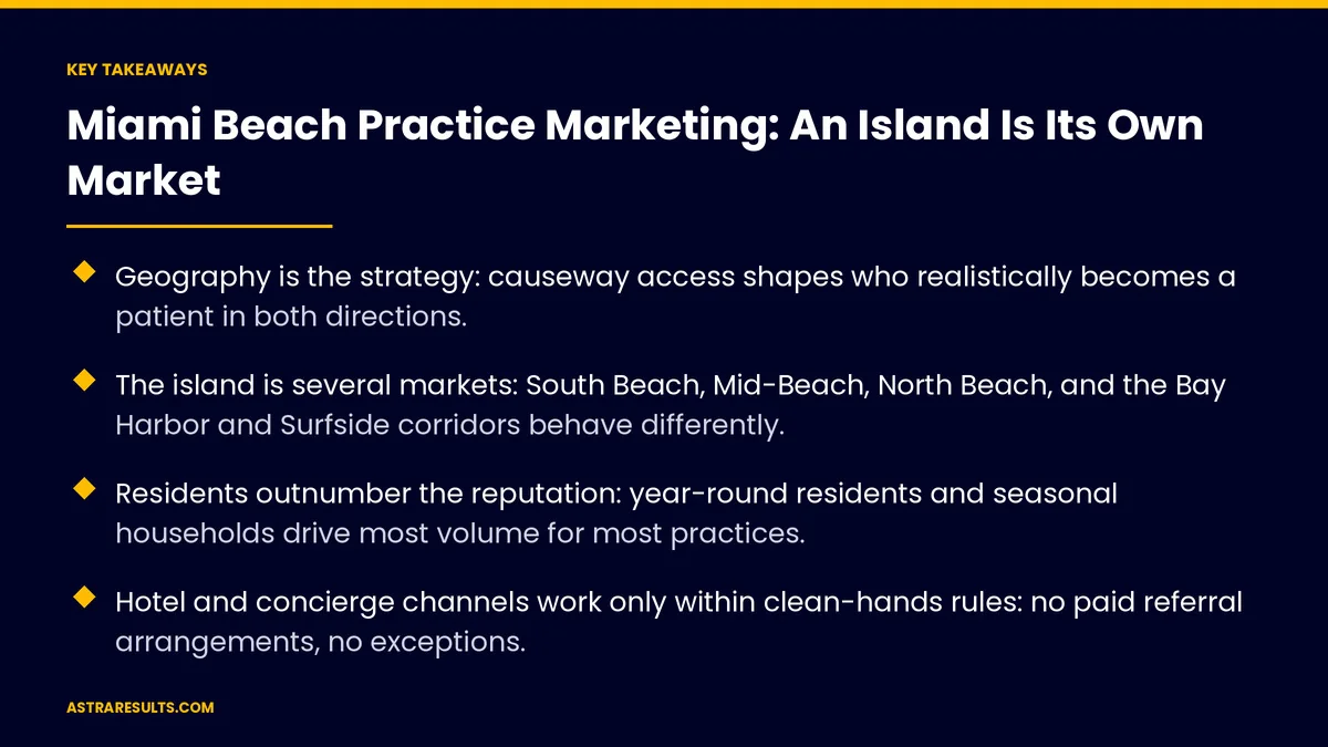 Key takeaways from "Miami Beach Practice Marketing: An Island Is Its Own Market"