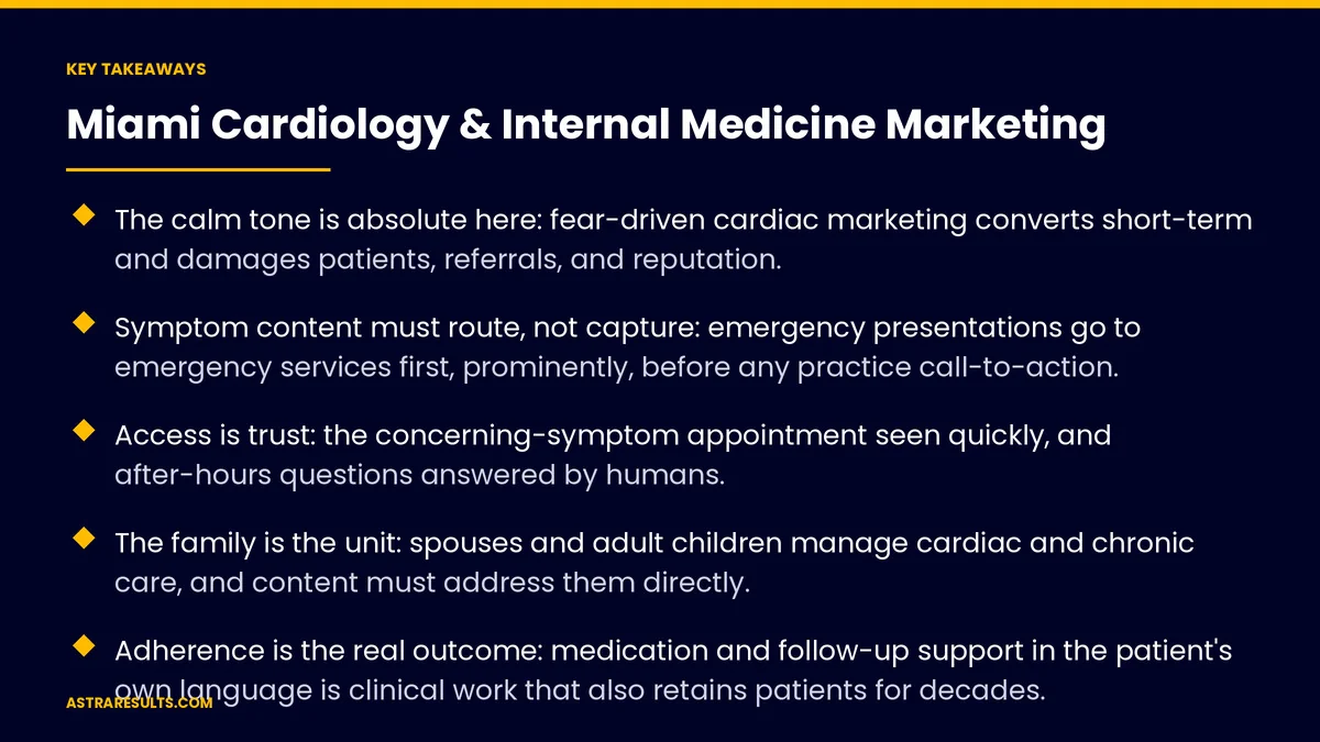 Key takeaways from "Miami Cardiology & Internal Medicine Marketing" &mdash; Astra Results Marketing