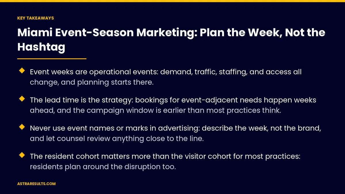 Key takeaways from "Miami Event-Season Marketing: Plan the Week, Not the Hashtag"