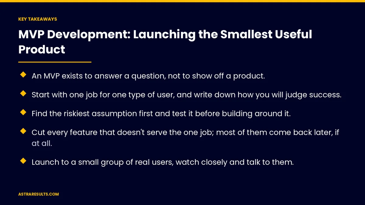 Key takeaways from "MVP Development: Launching the Smallest Useful Product"