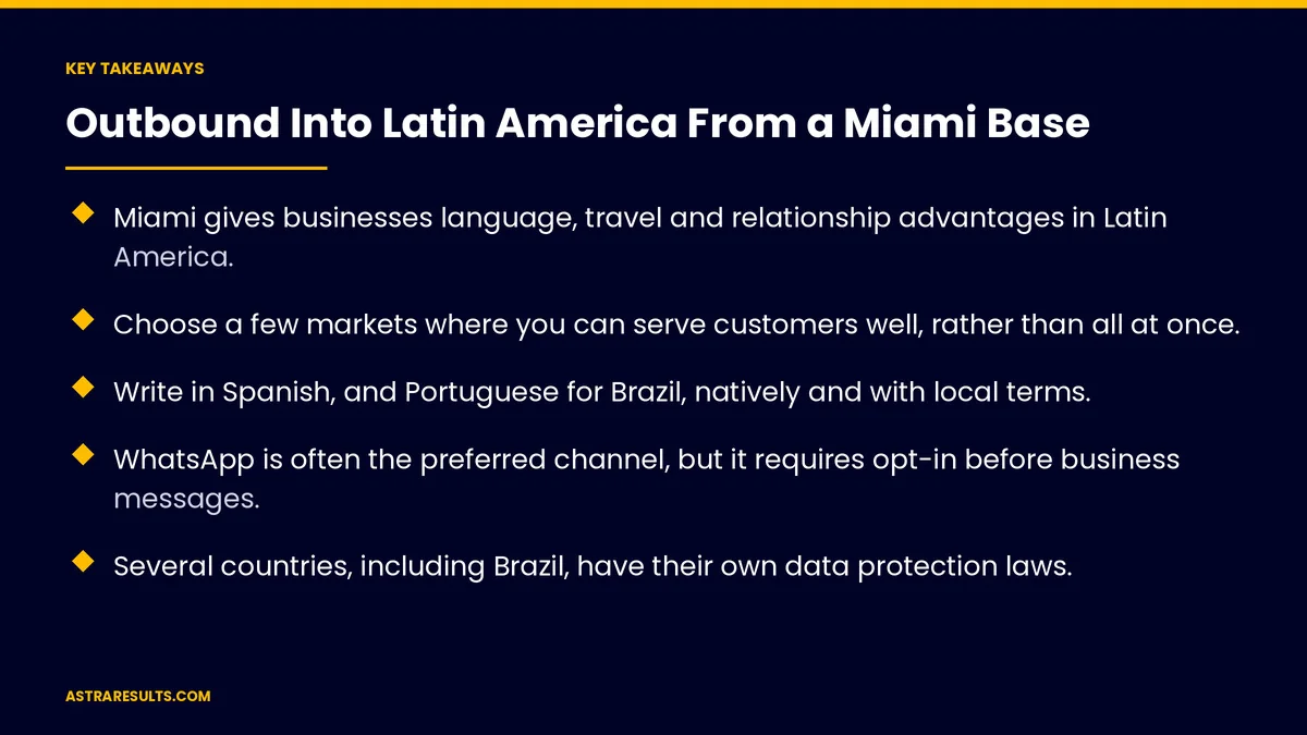 Key takeaways from "Outbound Into Latin America From a Miami Base" &mdash; Astra Results Marketing
