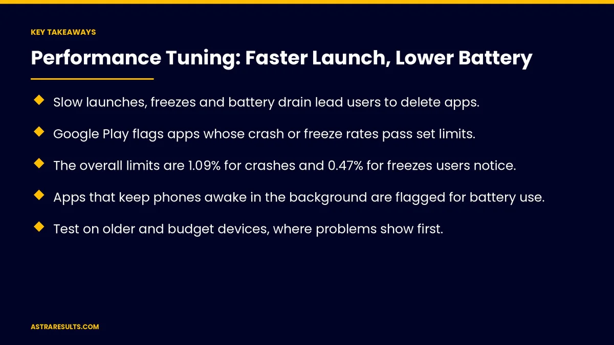 Key takeaways from "Performance Tuning: Faster Launch, Lower Battery" &mdash; Astra Results Marketing