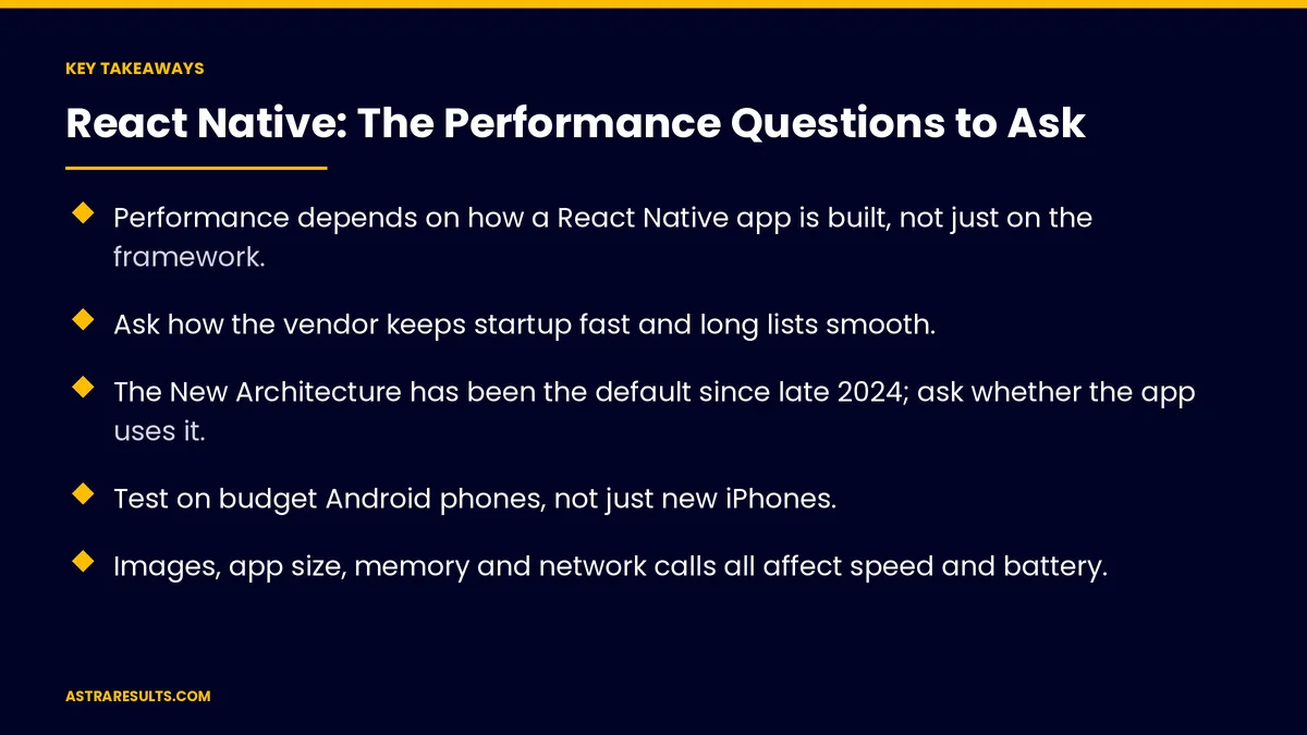 Key takeaways from "React Native: The Performance Questions to Ask" &mdash; Astra Results Marketing